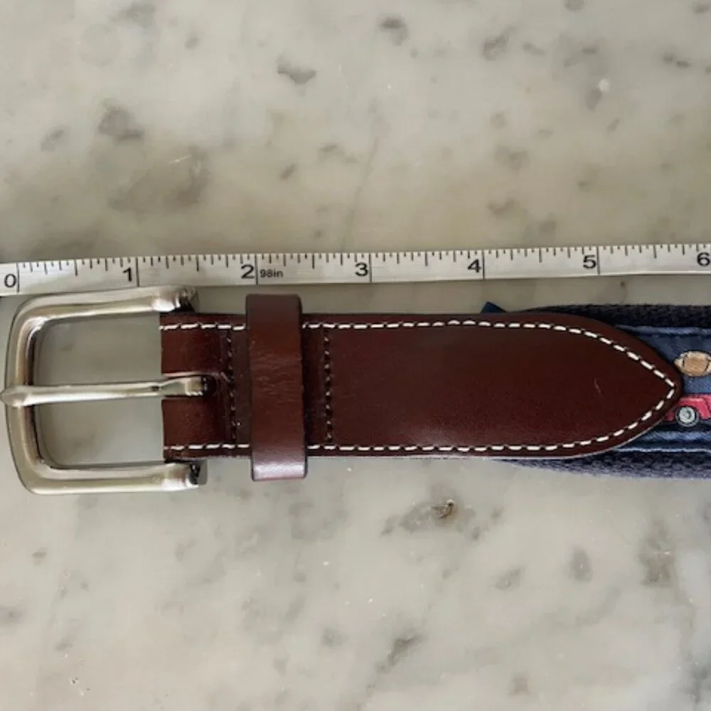 VINEYARD VINES Game Day Blue Ribbon D-Ring Belt Vintage 30